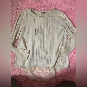 Lucky Brand Sweater Womens Medium Beige Knit Long Sleeve Pullover Layered Shirt